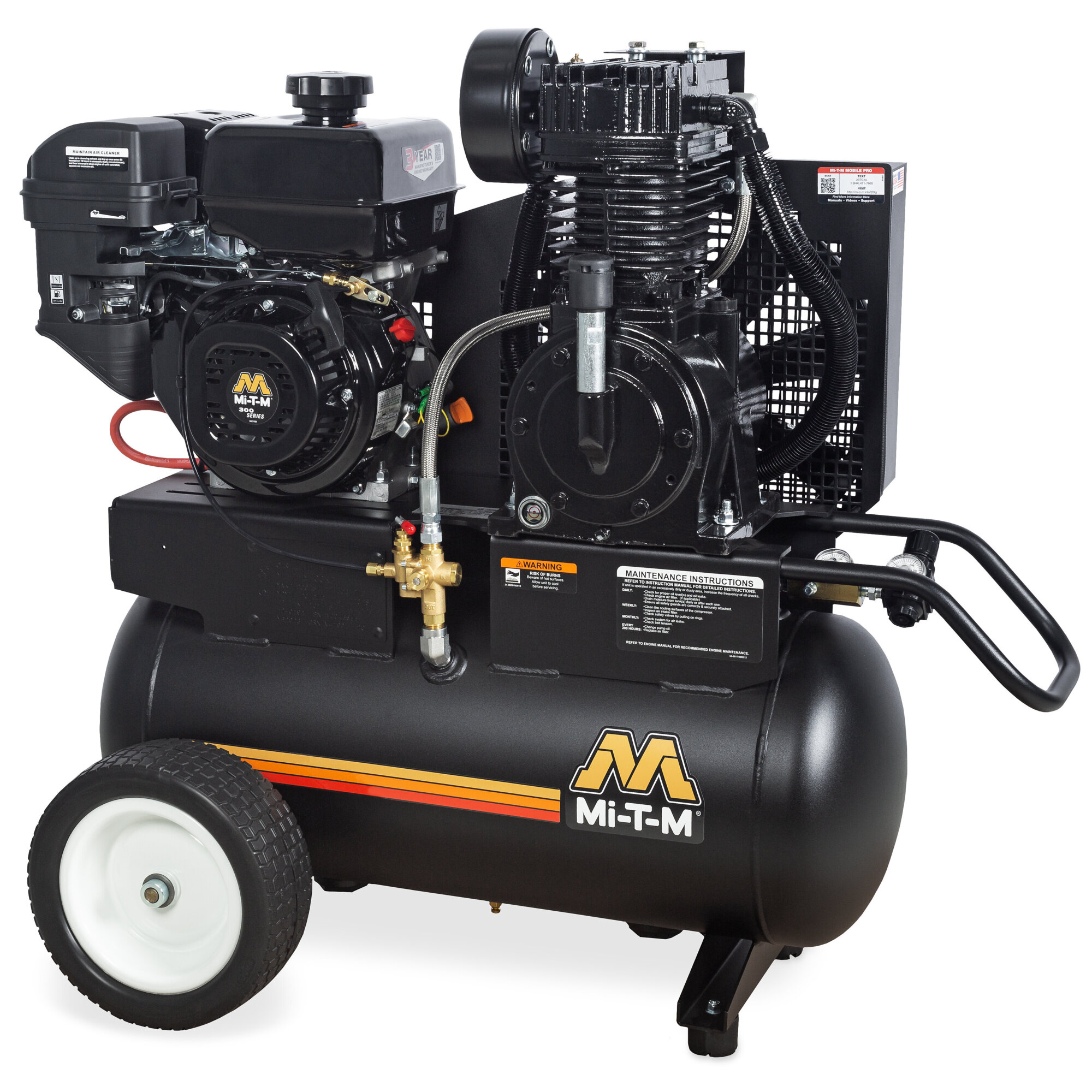 Mi-T-M Industrial Two-Stage Gasoline Belt Drive Air Compressor — 20-Gallon, Model# AM2-PM09-20ME